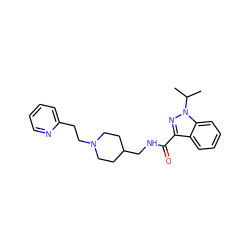 CC(C)n1nc(C(=O)NCC2CCN(CCc3ccccn3)CC2)c2ccccc21 ZINC000001493859