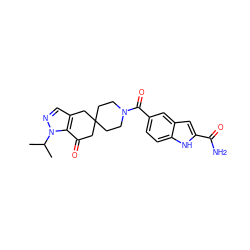 CC(C)n1ncc2c1C(=O)CC1(CCN(C(=O)c3ccc4[nH]c(C(N)=O)cc4c3)CC1)C2 ZINC000095584880