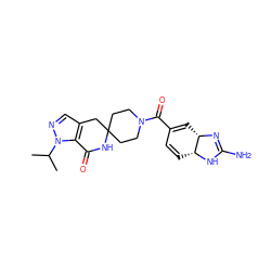 CC(C)n1ncc2c1C(=O)NC1(CCN(C(=O)C3=C[C@@H]4N=C(N)N[C@@H]4C=C3)CC1)C2 ZINC000261112884