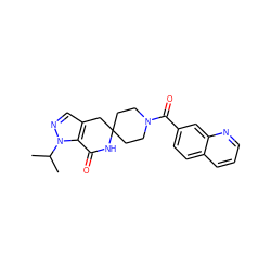 CC(C)n1ncc2c1C(=O)NC1(CCN(C(=O)c3ccc4cccnc4c3)CC1)C2 ZINC000167335595