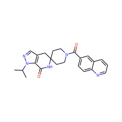 CC(C)n1ncc2c1C(=O)NC1(CCN(C(=O)c3ccc4ncccc4c3)CC1)C2 ZINC000167274476