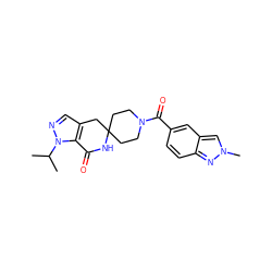 CC(C)n1ncc2c1C(=O)NC1(CCN(C(=O)c3ccc4nn(C)cc4c3)CC1)C2 ZINC000167270028