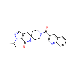 CC(C)n1ncc2c1C(=O)NC1(CCN(C(=O)c3cnc4ccccc4c3)CC1)C2 ZINC000167273978