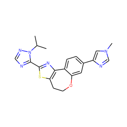 CC(C)n1ncnc1-c1nc2c(s1)CCOc1cc(-c3cn(C)cn3)ccc1-2 ZINC000096269660