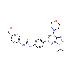 CC(C)n1nnc2c(N3CCOCC3)nc(-c3ccc(NC(=O)Nc4ccc(CO)cc4)cc3)nc21 ZINC000045374736