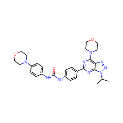 CC(C)n1nnc2c(N3CCOCC3)nc(-c3ccc(NC(=O)Nc4ccc(N5CCOCC5)cc4)cc3)nc21 ZINC000049756234