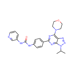 CC(C)n1nnc2c(N3CCOCC3)nc(-c3ccc(NC(=O)Nc4cccnc4)cc3)nc21 ZINC000045337339