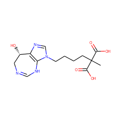 CC(CCCCn1cnc2c1NC=NC[C@@H]2O)(C(=O)O)C(=O)O ZINC000013807744