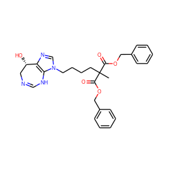 CC(CCCCn1cnc2c1NC=NC[C@@H]2O)(C(=O)OCc1ccccc1)C(=O)OCc1ccccc1 ZINC000013807829