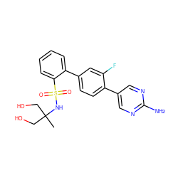 CC(CO)(CO)NS(=O)(=O)c1ccccc1-c1ccc(-c2cnc(N)nc2)c(F)c1 ZINC000224753492