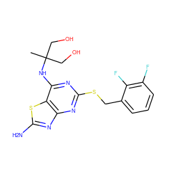 CC(CO)(CO)Nc1nc(SCc2cccc(F)c2F)nc2nc(N)sc12 ZINC000028820722