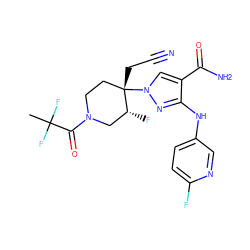 CC(F)(F)C(=O)N1CC[C@](CC#N)(n2cc(C(N)=O)c(Nc3ccc(F)nc3)n2)[C@H](F)C1 ZINC000219780351