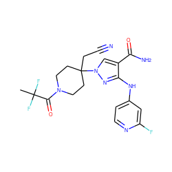 CC(F)(F)C(=O)N1CCC(CC#N)(n2cc(C(N)=O)c(Nc3ccnc(F)c3)n2)CC1 ZINC000221043384