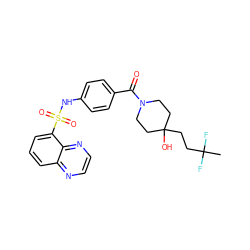 CC(F)(F)CCC1(O)CCN(C(=O)c2ccc(NS(=O)(=O)c3cccc4nccnc34)cc2)CC1 ZINC000217614746