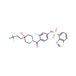 CC(F)(F)CCC1(O)CCN(C(=O)c2ccc(NS(=O)(=O)c3cccc4scnc34)cc2F)CC1 ZINC000217780109