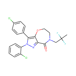 CC(F)(F)CN1CCOc2c(nn(-c3ccccc3Cl)c2-c2ccc(Cl)cc2)C1=O ZINC000040939374