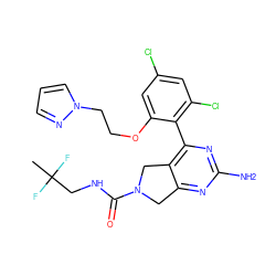 CC(F)(F)CNC(=O)N1Cc2nc(N)nc(-c3c(Cl)cc(Cl)cc3OCCn3cccn3)c2C1 ZINC000066165974