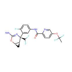 CC(F)(F)Oc1ccc(C(=O)Nc2ccc(F)c([C@@]3(C(F)F)N=C(N)O[C@@H]4C[C@@H]43)c2)nc1 ZINC000226073394