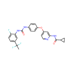 CC(F)(F)c1ccc(F)c(NC(=O)Nc2ccc(Oc3ccnc(NC(=O)C4CC4)c3)cc2)c1 ZINC001772606032