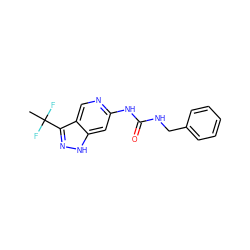 CC(F)(F)c1n[nH]c2cc(NC(=O)NCc3ccccc3)ncc12 ZINC000261189355