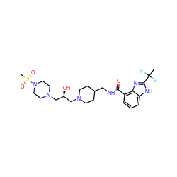 CC(F)(F)c1nc2c(C(=O)NCC3CCN(C[C@H](O)CN4CCN(S(C)(=O)=O)CC4)CC3)cccc2[nH]1 ZINC000096272877