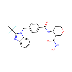 CC(F)(F)c1nc2ccccc2n1Cc1ccc(C(=O)N[C@@H]2CCOC[C@@H]2C(=O)NO)cc1 ZINC000029038080