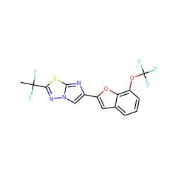 CC(F)(F)c1nn2cc(-c3cc4cccc(OC(F)(F)F)c4o3)nc2s1 ZINC000653758355