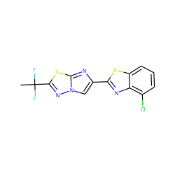 CC(F)(F)c1nn2cc(-c3nc4c(Cl)cccc4s3)nc2s1 ZINC000653671265