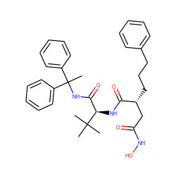 CC(NC(=O)[C@@H](NC(=O)[C@H](CCCc1ccccc1)CC(=O)NO)C(C)(C)C)(c1ccccc1)c1ccccc1 ZINC000027639054