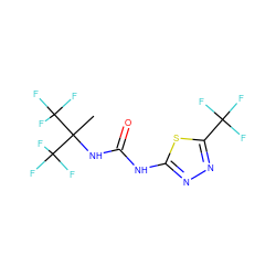 CC(NC(=O)Nc1nnc(C(F)(F)F)s1)(C(F)(F)F)C(F)(F)F ZINC000002228478