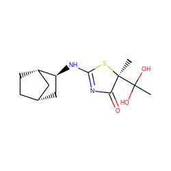 CC(O)(O)[C@]1(C)SC(N[C@H]2C[C@@H]3CC[C@H]2C3)=NC1=O ZINC000084636021