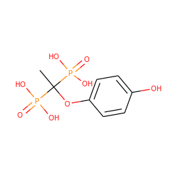 CC(Oc1ccc(O)cc1)(P(=O)(O)O)P(=O)(O)O ZINC000001533832