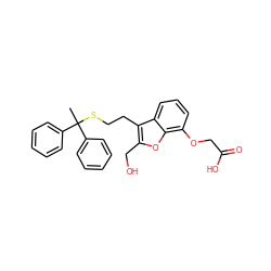 CC(SCCc1c(CO)oc2c(OCC(=O)O)cccc12)(c1ccccc1)c1ccccc1 ZINC000013671556