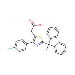 CC(c1ccccc1)(c1ccccc1)c1nc(-c2ccc(F)cc2)c(CC(=O)O)s1 ZINC000049111473