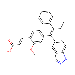 CC/C(=C(/c1ccc(/C=C/C(=O)O)c(OC)c1)c1ccc2[nH]ncc2c1)c1ccccc1 ZINC000114545448