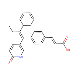 CC/C(=C(/c1ccc(/C=C/C(=O)O)cc1)c1ccc(=O)[nH]c1)c1ccccc1 ZINC000114605584