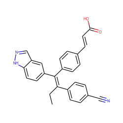 CC/C(=C(/c1ccc(/C=C/C(=O)O)cc1)c1ccc2[nH]ncc2c1)c1ccc(C#N)cc1 ZINC000114546066