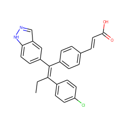 CC/C(=C(/c1ccc(/C=C/C(=O)O)cc1)c1ccc2[nH]ncc2c1)c1ccc(Cl)cc1 ZINC000114545972