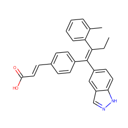 CC/C(=C(/c1ccc(/C=C/C(=O)O)cc1)c1ccc2[nH]ncc2c1)c1ccccc1C ZINC000114546544