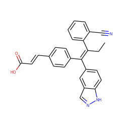 CC/C(=C(/c1ccc(/C=C/C(=O)O)cc1)c1ccc2[nH]ncc2c1)c1ccccc1C#N ZINC000114545670