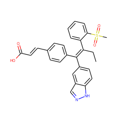 CC/C(=C(/c1ccc(/C=C/C(=O)O)cc1)c1ccc2[nH]ncc2c1)c1ccccc1S(C)(=O)=O ZINC000114546380