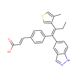 CC/C(=C(/c1ccc(/C=C/C(=O)O)cc1)c1ccc2[nH]ncc2c1)c1cscc1C ZINC000114610660