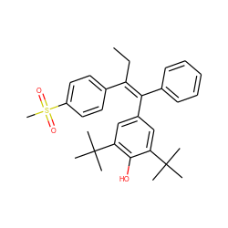 CC/C(=C(\c1ccccc1)c1cc(C(C)(C)C)c(O)c(C(C)(C)C)c1)c1ccc(S(C)(=O)=O)cc1 ZINC000103168361