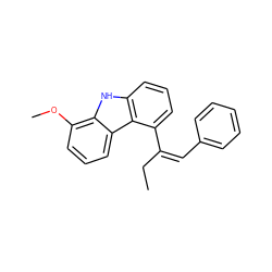 CC/C(=C/c1ccccc1)c1cccc2[nH]c3c(OC)cccc3c12 ZINC000012474695