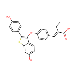 CC/C(=C\c1ccc(Oc2c(-c3ccc(O)cc3)sc3cc(O)ccc23)cc1)C(=O)O ZINC001772612788