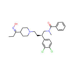 CC/C(=N/O)C1CCN(CC[C@@H](CN(C)C(=O)c2ccccc2)c2ccc(Cl)c(Cl)c2)CC1 ZINC000101604723