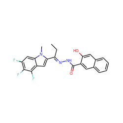 CC/C(=N\NC(=O)c1cc2ccccc2cc1O)c1cc2c(F)c(F)c(F)cc2n1C ZINC000095558475