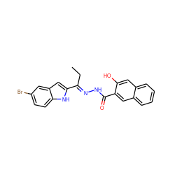 CC/C(=N\NC(=O)c1cc2ccccc2cc1O)c1cc2cc(Br)ccc2[nH]1 ZINC000095559423