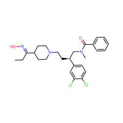 CC/C(=N\O)C1CCN(CC[C@@H](CN(C)C(=O)c2ccccc2)c2ccc(Cl)c(Cl)c2)CC1 ZINC000029563865