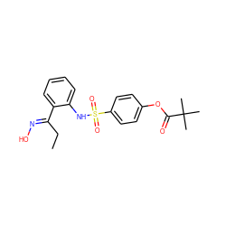 CC/C(=N\O)c1ccccc1NS(=O)(=O)c1ccc(OC(=O)C(C)(C)C)cc1 ZINC000473227477